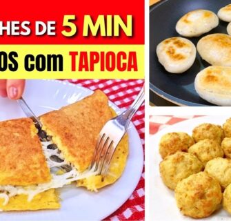 3 Lanches de 5 MINUTOS com TAPIOCA - POUCAS CALORIAS,  SAUDÁVEIS e BARATOS