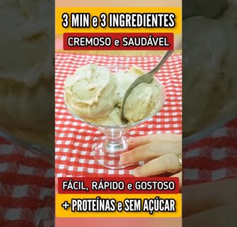 Só 3 MIN e 3 INGREDIENTES! Sorvete Rico em Proteínas, Sem Açúcar, Fácil, Saudável e Cremoso